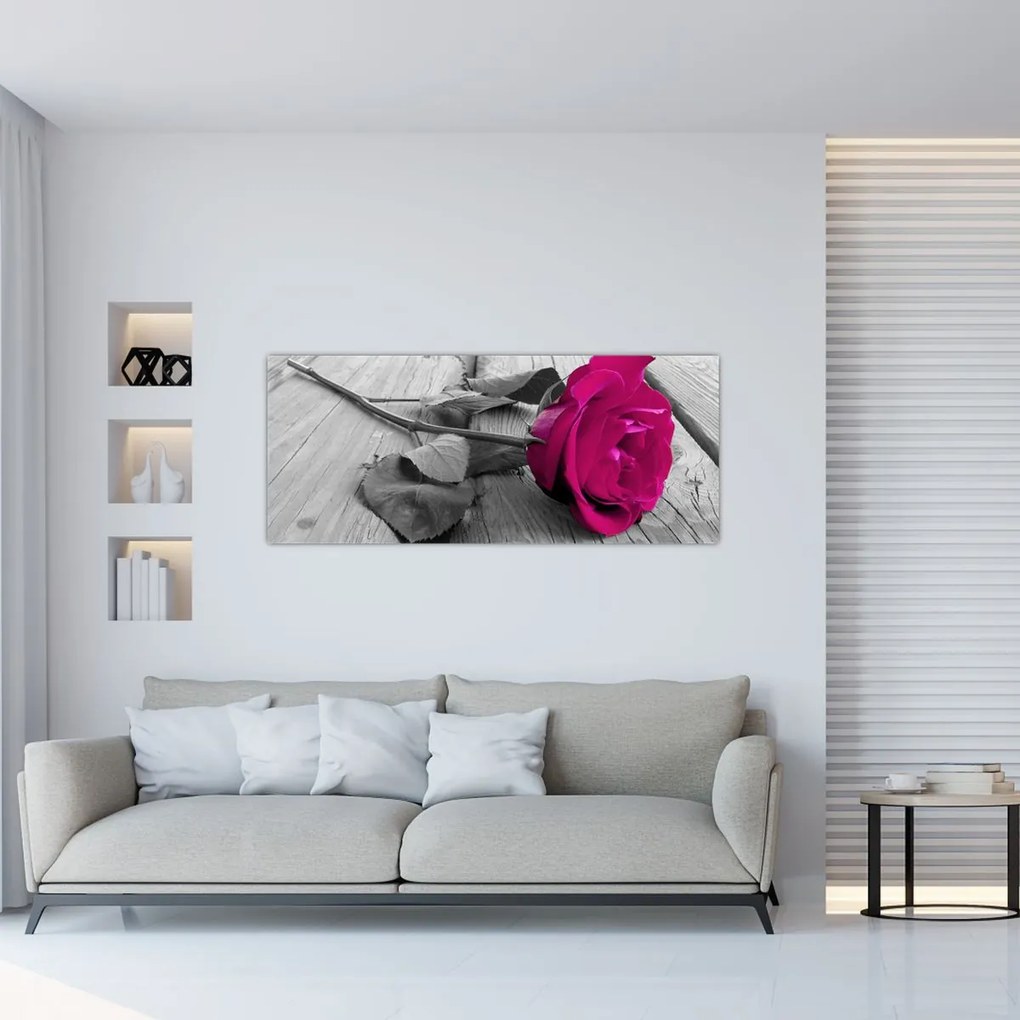 Tablou - Trandafir roz (120x50 cm)