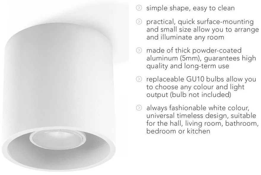 Plafonieră Sollux Roda, alb