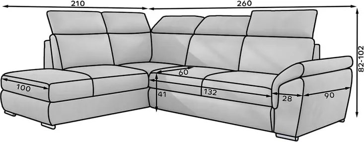 Colțar bej extensibil/cu spațiu de depozitare cu tapițerie din catifea (cu colț pe partea stângă/în formă de ”L”) Loreto – ELTAP
