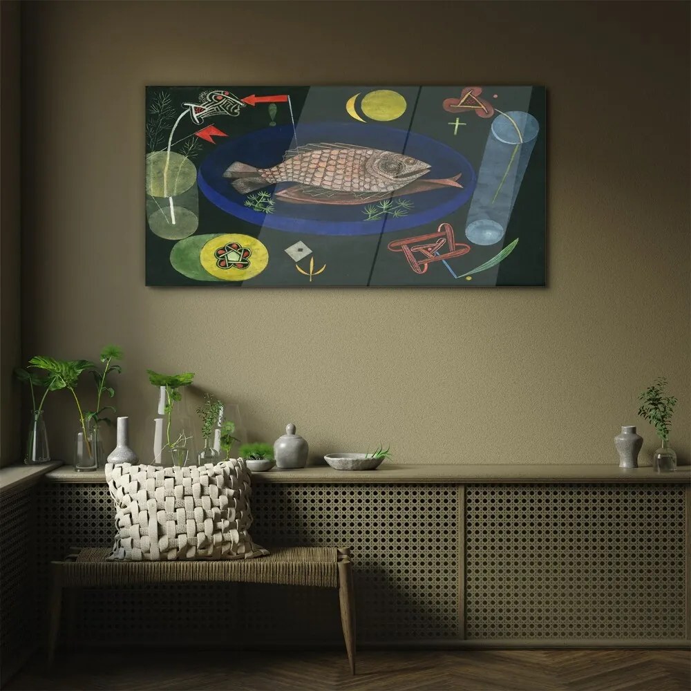 Tablou sticla În jurul peștilor Paul Klee