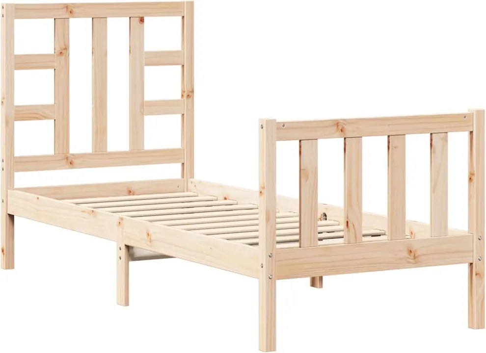 vidaXL Cadru de pat cu tăblie single mic, lemn masiv