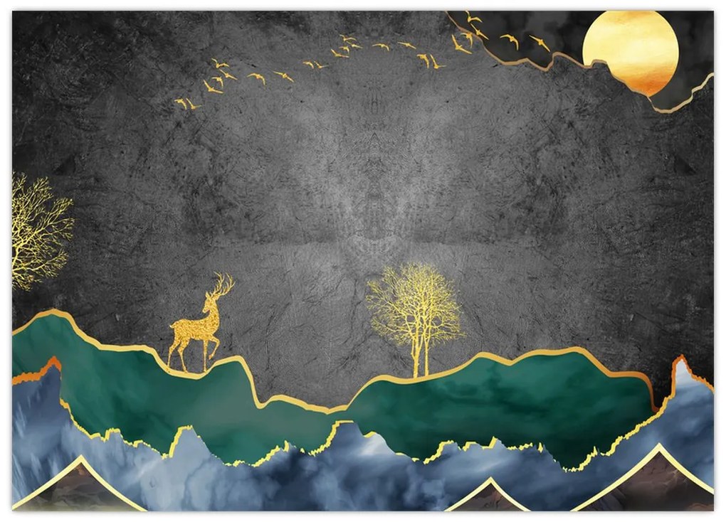 Tablou pe sticlă - Munții (70x50 cm)