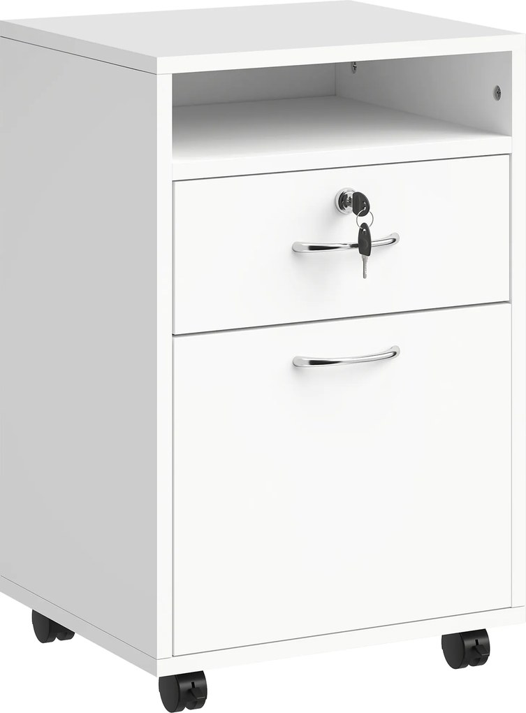 HOMCOM comoda din lemn, cu sertar, 40x35x60 cm, alb | Aosom Ro