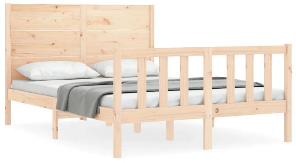 3192726 vidaXL Cadru de pat cu tăblie, dublu, lemn masiv