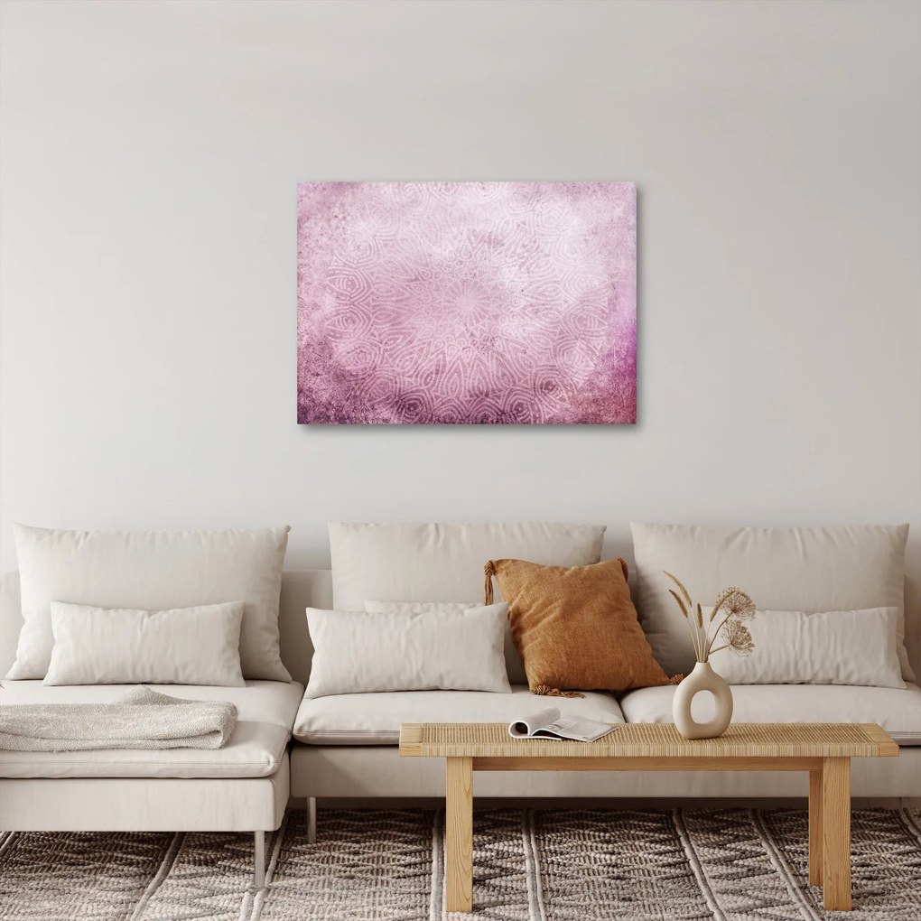 Tablou - Mandala pe zid roz (70x50 cm)