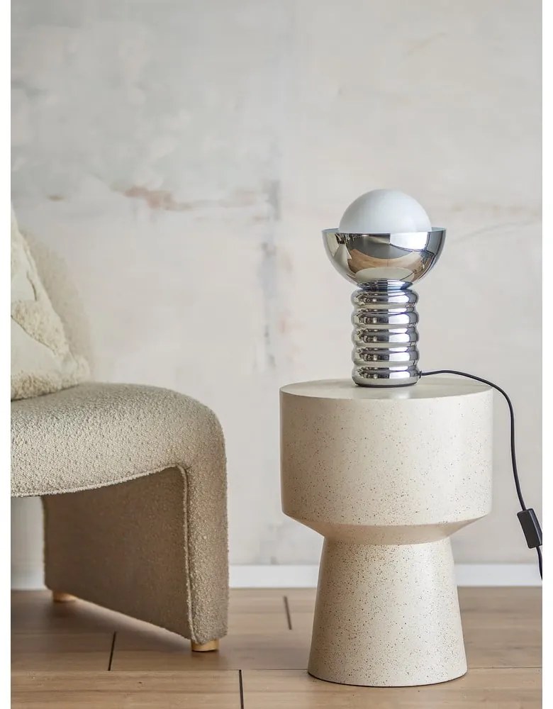 Veioză argintie cu abajur din sticlă (înălțime 32 cm) Spike – Bloomingville