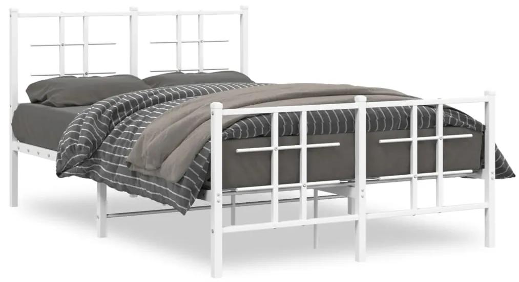 355626 vidaXL Cadru de pat metalic cu tăblie, alb, 120x200 cm