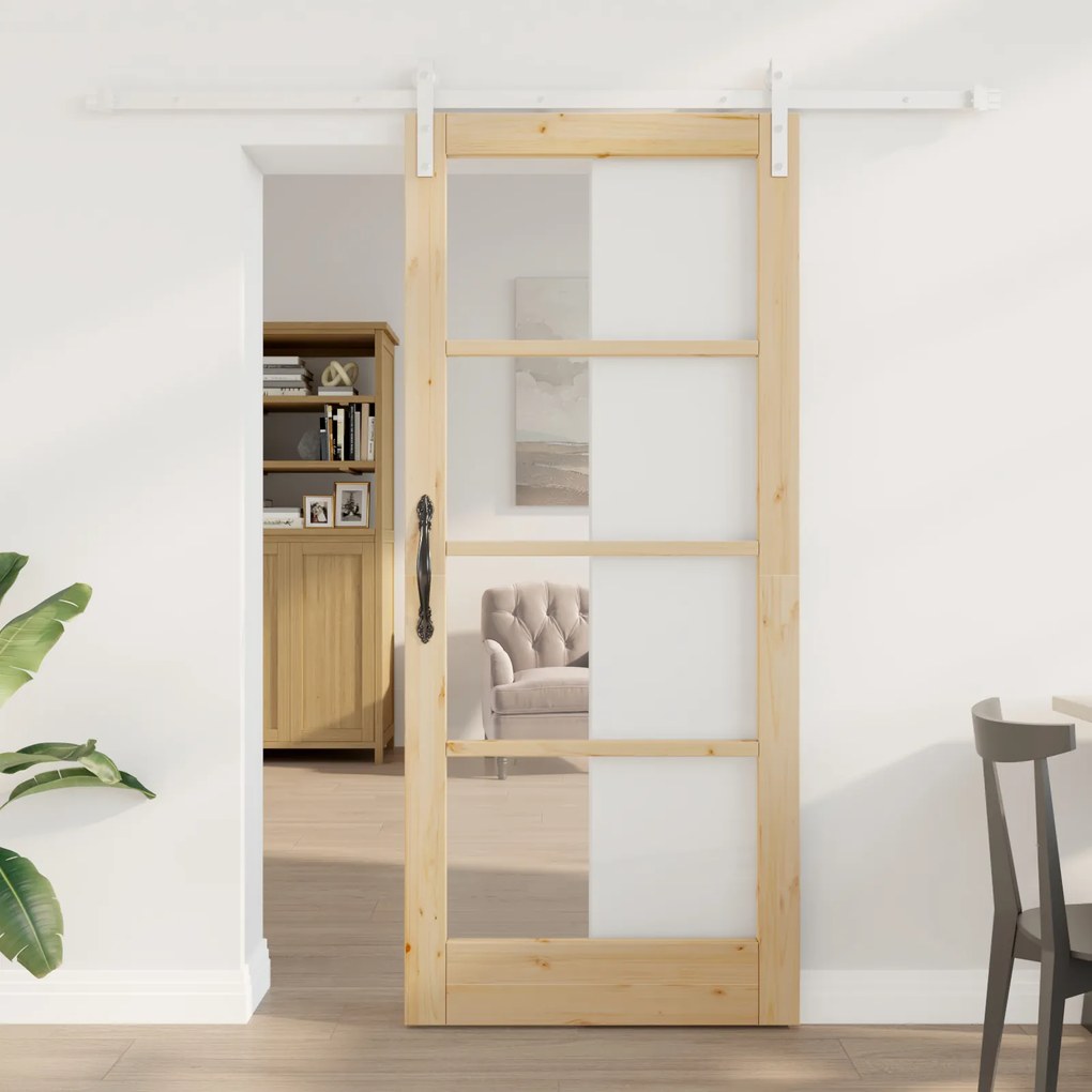 vidaXL Ușă glisantă ORKDAL Maro 86 x 198.5 cm Lemn masiv de pin