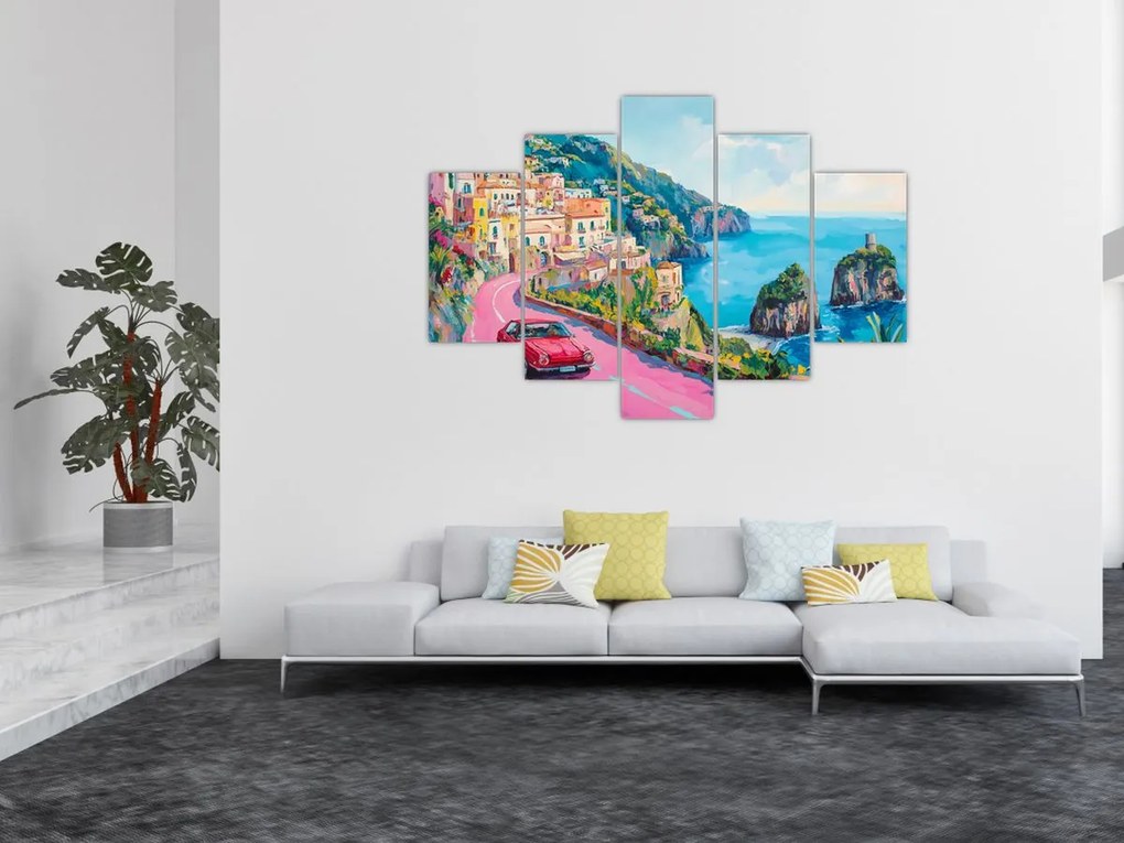 Tablou - Drum roz pe coastă (150x105 cm)