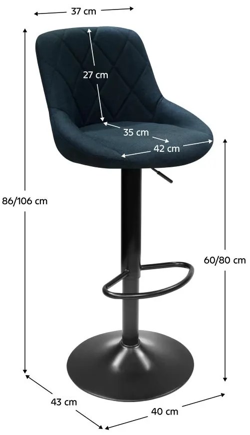 Scaun tip bar Teken (albastru închis + negru) . 1116526