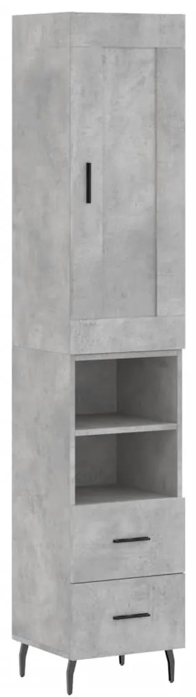 3200277 vidaXL Dulap înalt, gri beton, 34,5x34x180 cm, lemn prelucrat