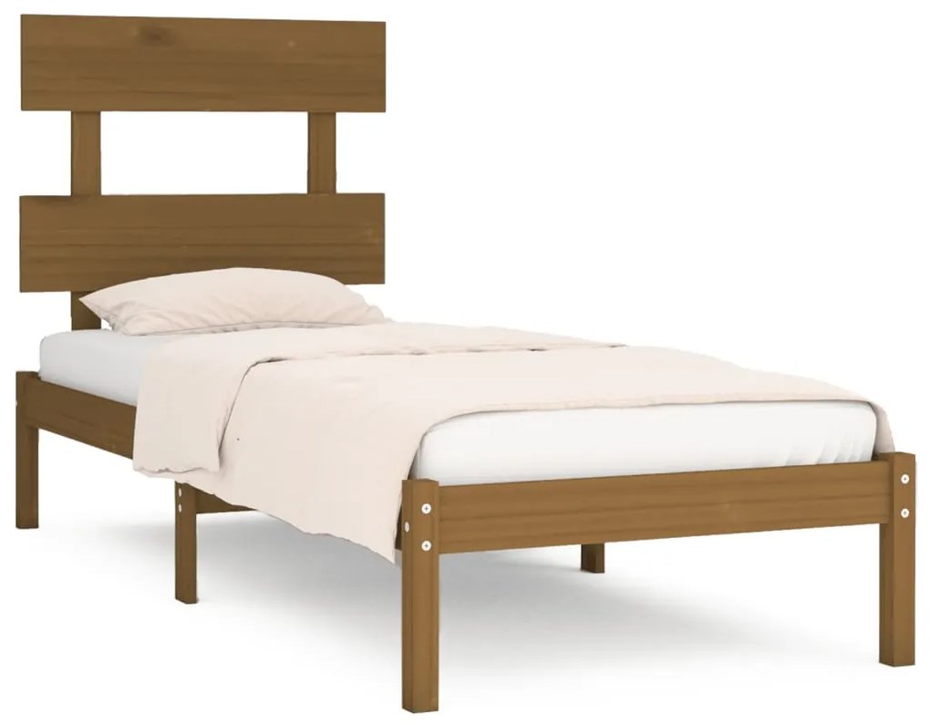 3104641 vidaXL Cadru de pat single, maro miere, 90x190 cm, lemn masiv