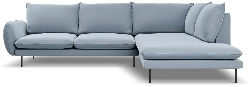 Coltar Vienna 6 locuri velvet picioare negre L275 cm