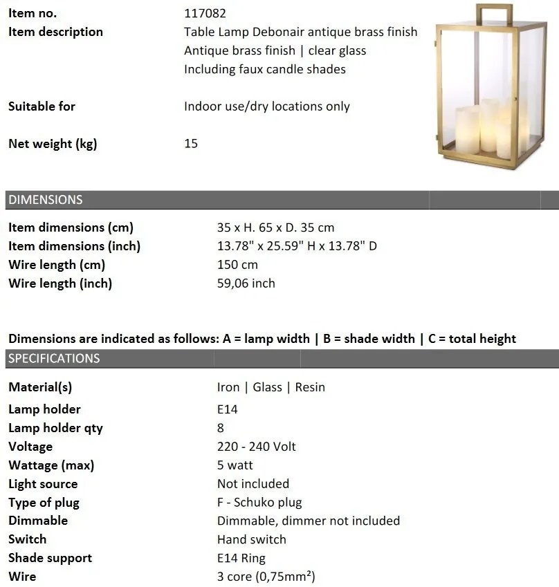 Lampa de masa LUX, decorativa cu 8 surse de lumina, Debonair