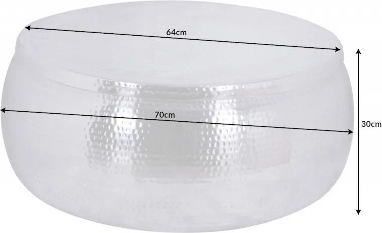 Masuta auxiliara design unicat Orient Storage 70cm, argintiu