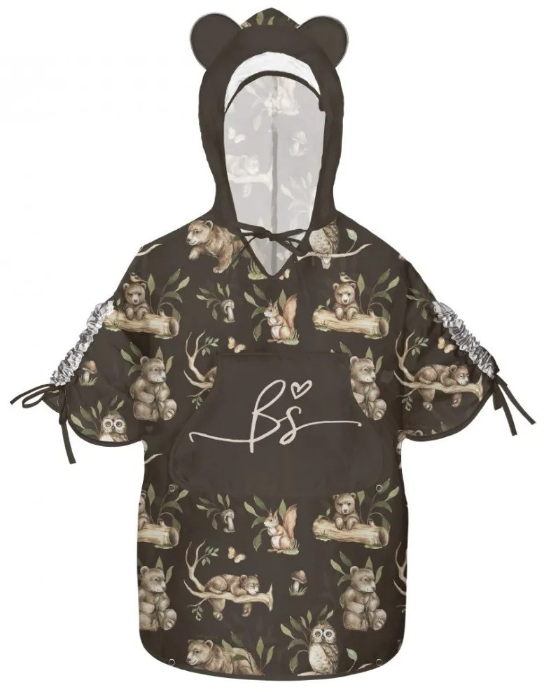 Pelerina de Ploaie pentru Copii, Poncho pentru ploaie 1,5-8 ani ,   Happy Bear dark