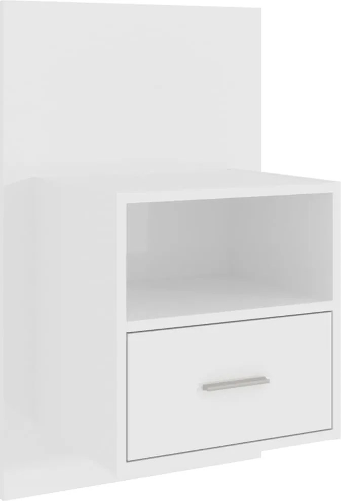 vidaXL Noptieră de perete, alb extralucios