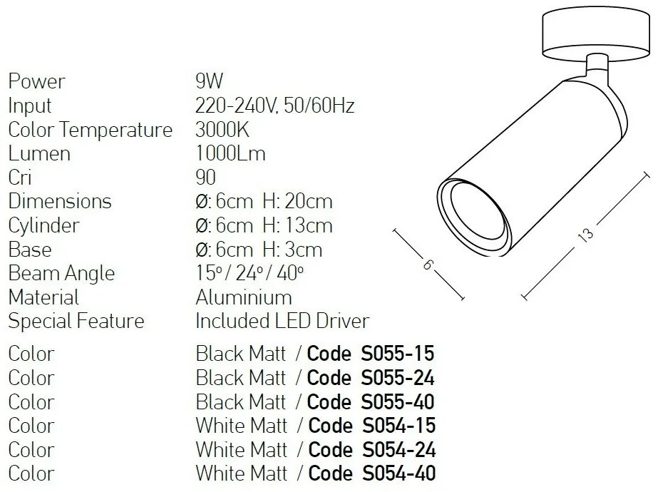 Spot LED aplicat directionabil design modern Likos 15 alb