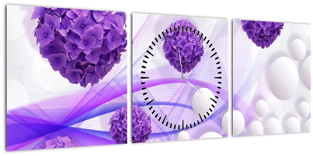 Obraz - Bilă, bile mici, flori (cu ceas) (90x30 cm)