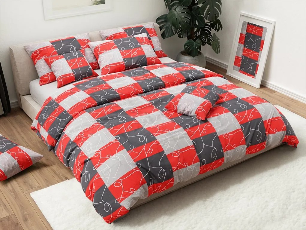 Lenjerie de pat din bumbac SQUARES BLEND rosie Dimensiune lenjerie de pat: 70 x 90 cm | 140 x 200 cm