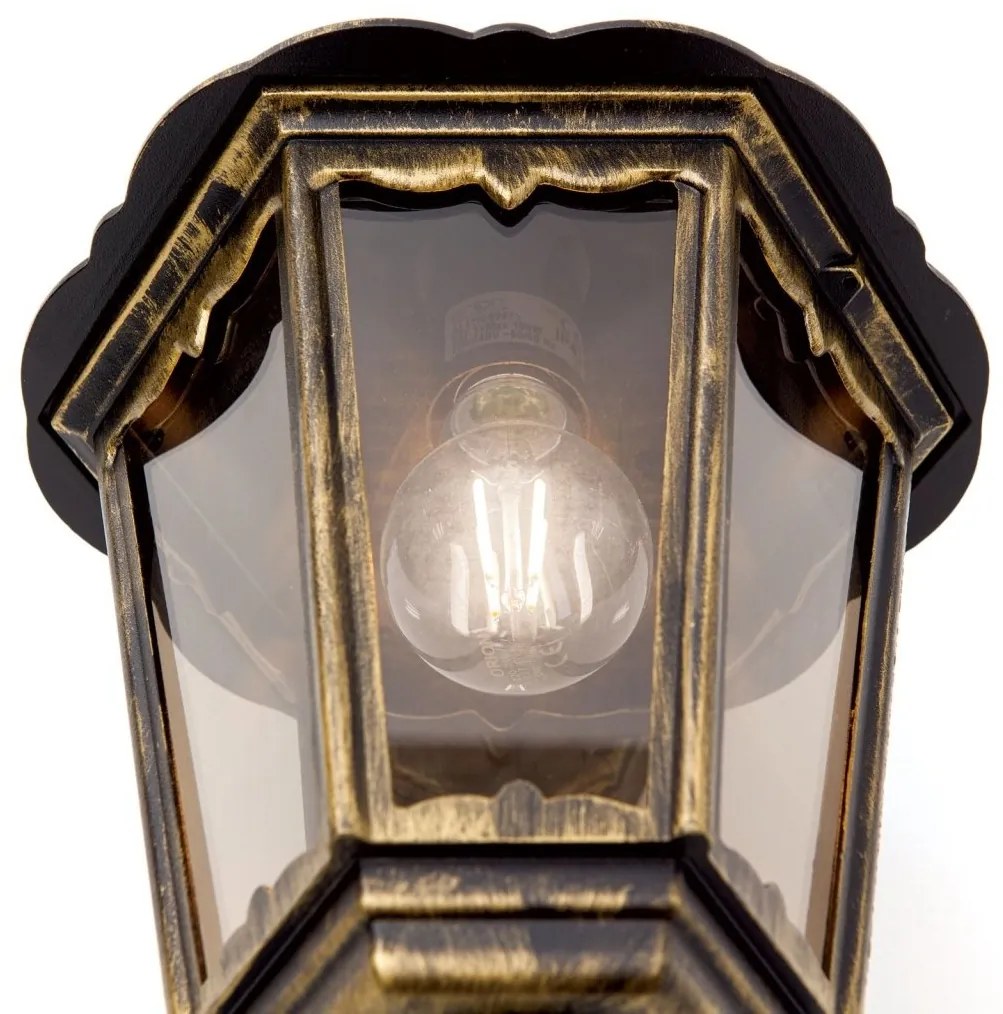 Aplica de perete exterior stil clasic IP43 Puchberg AL 11K/82571 schwarz-gold/rauch OR