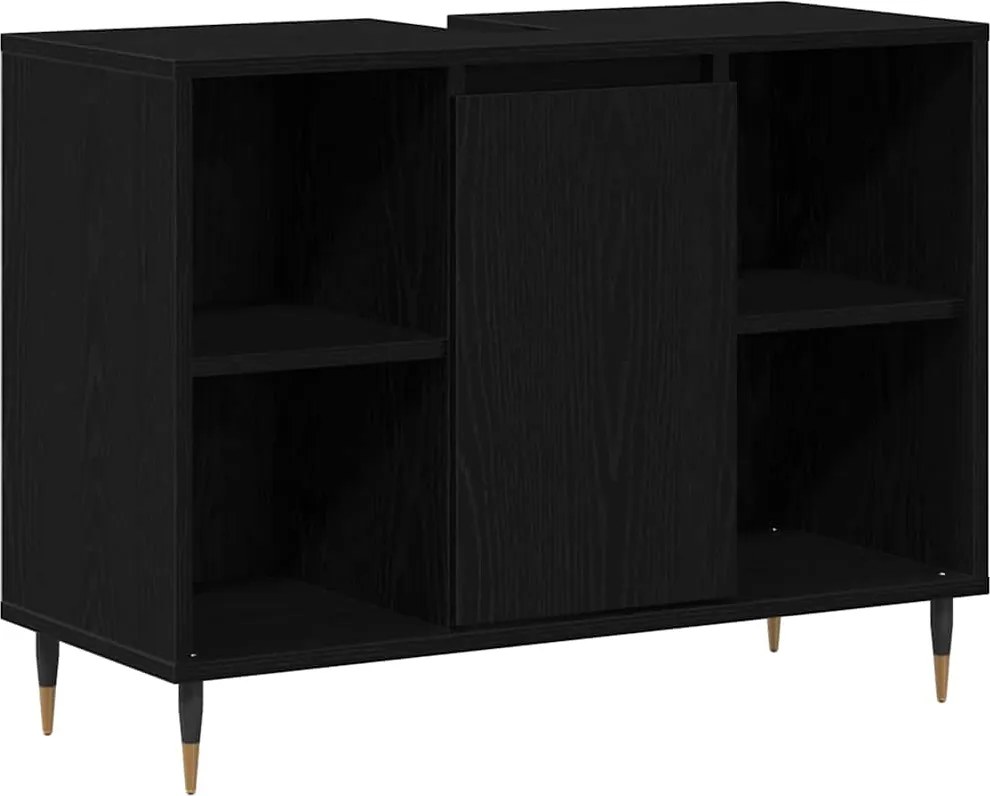 vidaXL Dulap de Baie cu raft Negru 80 x 33 x 60 cm Lemn compozit