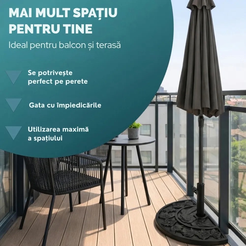Suport pentru umbrelă SUMMER, semicircular, negru Deuba