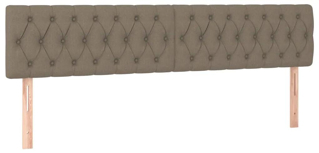 Pat continental cu saltea, gri taupe, 180x200 cm, textil Gri taupe, 180 x 200 cm, Design cu nasturi