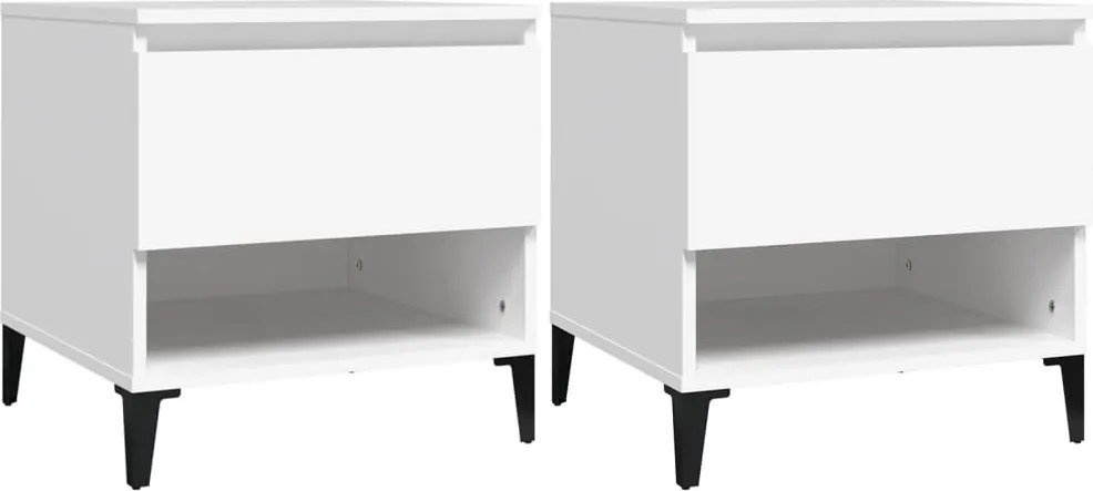 vidaXL Mese laterale, 2 buc., alb, 50x46x50 cm, lemn compozit