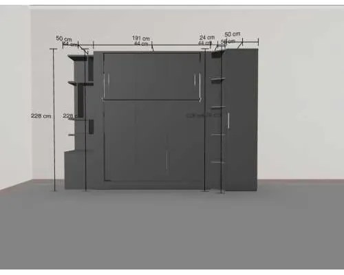 Set pat rabatabil dublu (150X200)+biblioteca(50)+cross+dulap(50) - NOVA SMALL SET