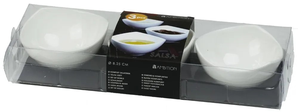 Set 3 boluri asimetrice 8.25cm, alb, Salsa