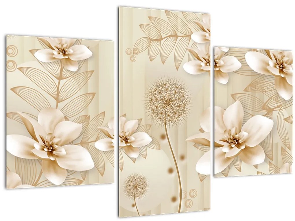 Tablou - Compoziție flori aurii (90x60 cm)