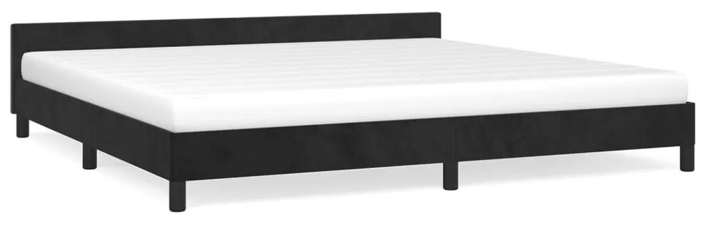 Cadru de pat cu tablie, negru, 200x200 cm, catifea Negru, 200 x 200 cm