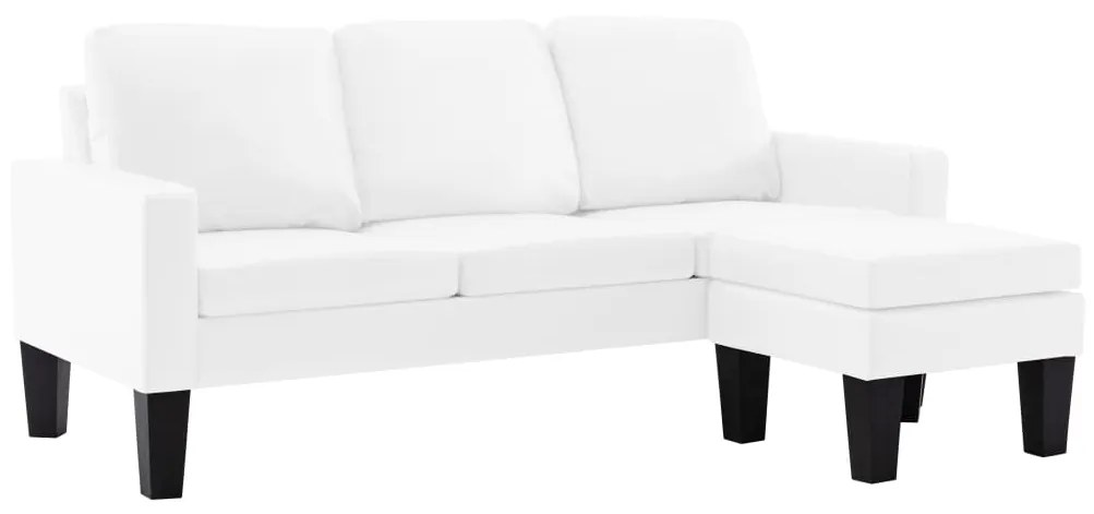288768 vidaXL Canapea cu 3 locuri și taburet, alb, piele ecologică