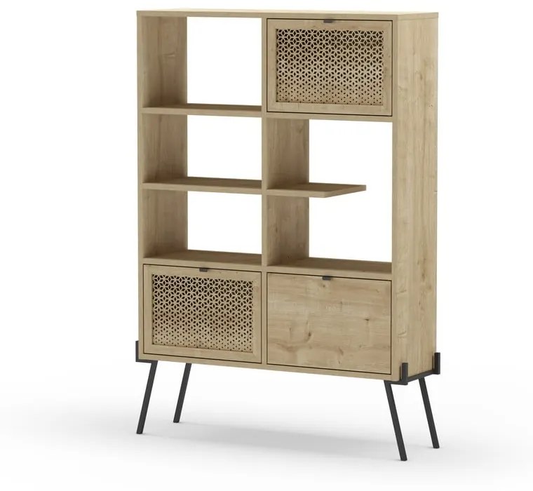 Bibliotecă în culoare naturală cu aspect de lemn de stejar 95x141 cm Evan – Marckeric