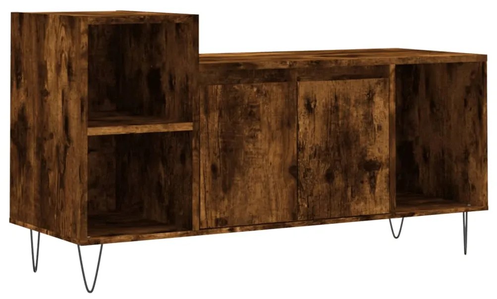 vidaXL Comodă TV, stejar fumuriu, 100x35x55 cm, lemn prelucrat