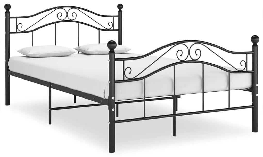 vidaXL Cadru de pat, negru, 120x200 cm, metal