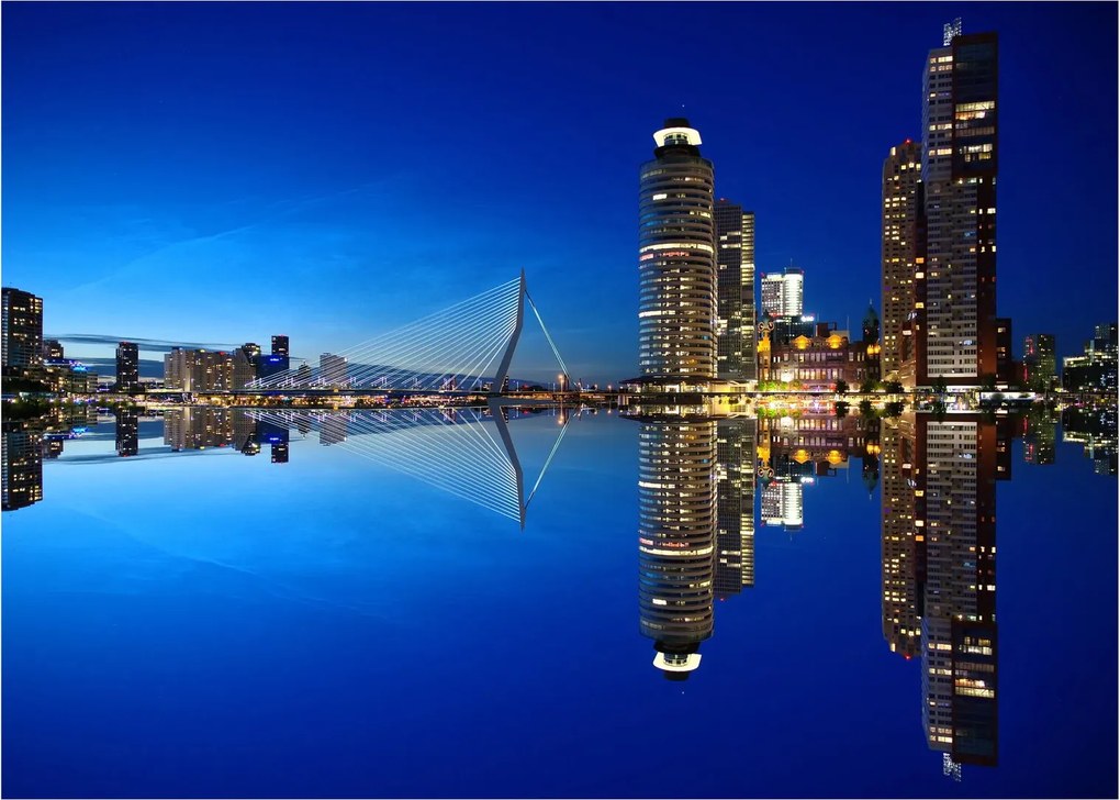 Tablou pe sticlă - Rotterdam nocturn (70x50 cm)