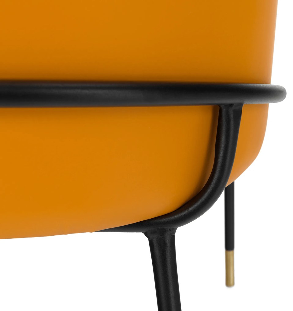 Scaun de luat masa, model alb-negru / piele ecologică camel, KIRNA