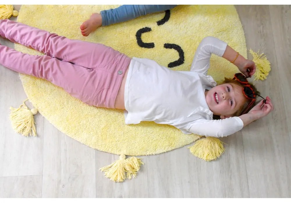 Covor pentru copii galben lavabil/țesut manual din bumbac ø100 cm You're My Sunshine – Lorena Canals