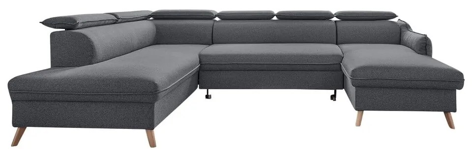 Canapea extensibilă în formă de „U” cu șezlong pe partea stângă Miuform Sweet Harmony, gri închis