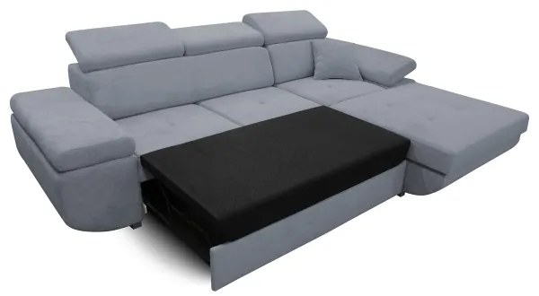 Colțar extensibil CASTELO cu spațiu de depozitare, în L, varianta dreaptă, gri închis