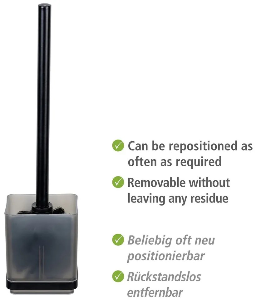 Perie de WC neagră autoadezivă din plastic Quadro – Wenko