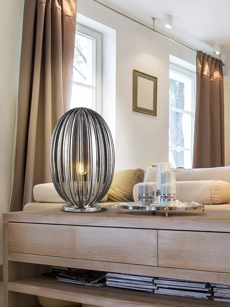 Veioza, lampa de masa design modern decorativ Ovila fumuriu