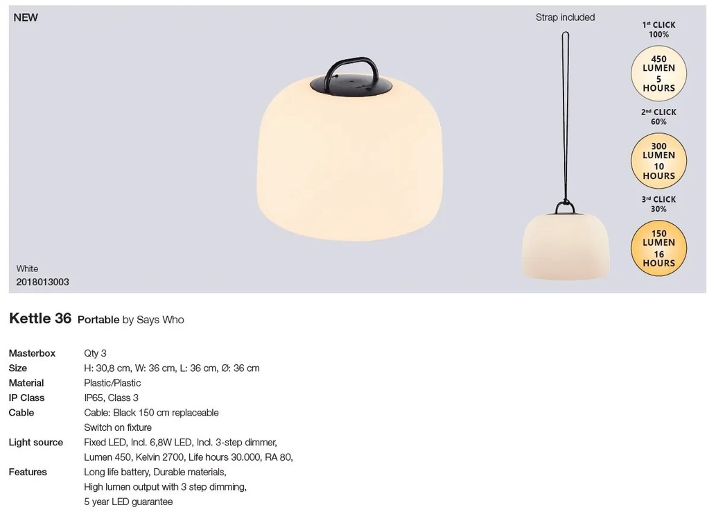 Corp de iluminat decorativ pentru exterior Kettle 36 2018013003 NL