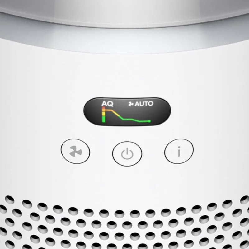 Purificator de aer Dyson HJ10 HushJet™ Purifier Compact 491355-01, 18 m², 10 viteze, Hyperdymium™, HEPA, Comenzi vocale, Oscilatie, Alb/Gri