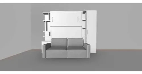 Set pat rabatabil dublu 160X200 cu canapea 2 locuri, biblioteca Royal (50 cm), biblioteca Royal cross(24 cm) si dulap Royal (50 cm) - ROYAL XL 160 COMBI (160X200)