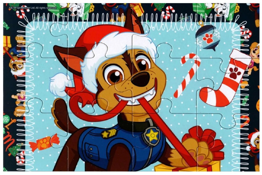 Puzzle pentru copii 4 in 1 PAW PATROL sarbatoreste Craciunul, 19x29 cm