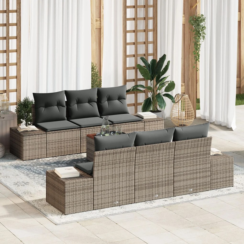 vidaXL Set Canapea Grădină 7 pcs Gri 55 x 55 x 37 cm