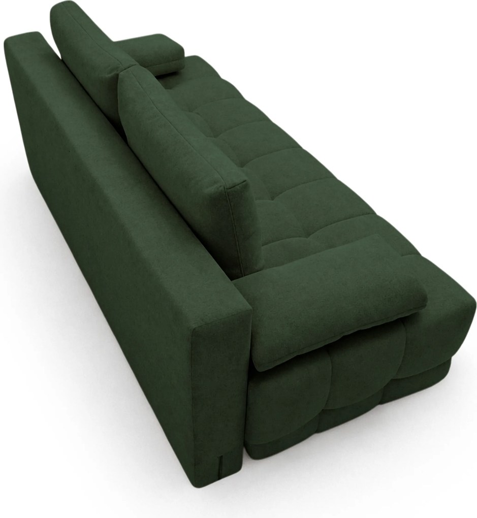 Canapea extensibilă cu ladă Tuko - stofă hidrofobă verde închis Murano 842